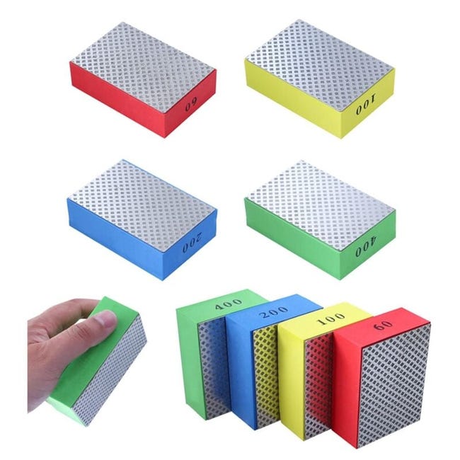 Ein Set Aus 4 Diamant-handpolierpads, Geeignet Für Keramik, Fliesen Und Glas, Mit 4 Verschiedenen Körnungen – 60, 100, 200 Und 400 (silberne Seite).