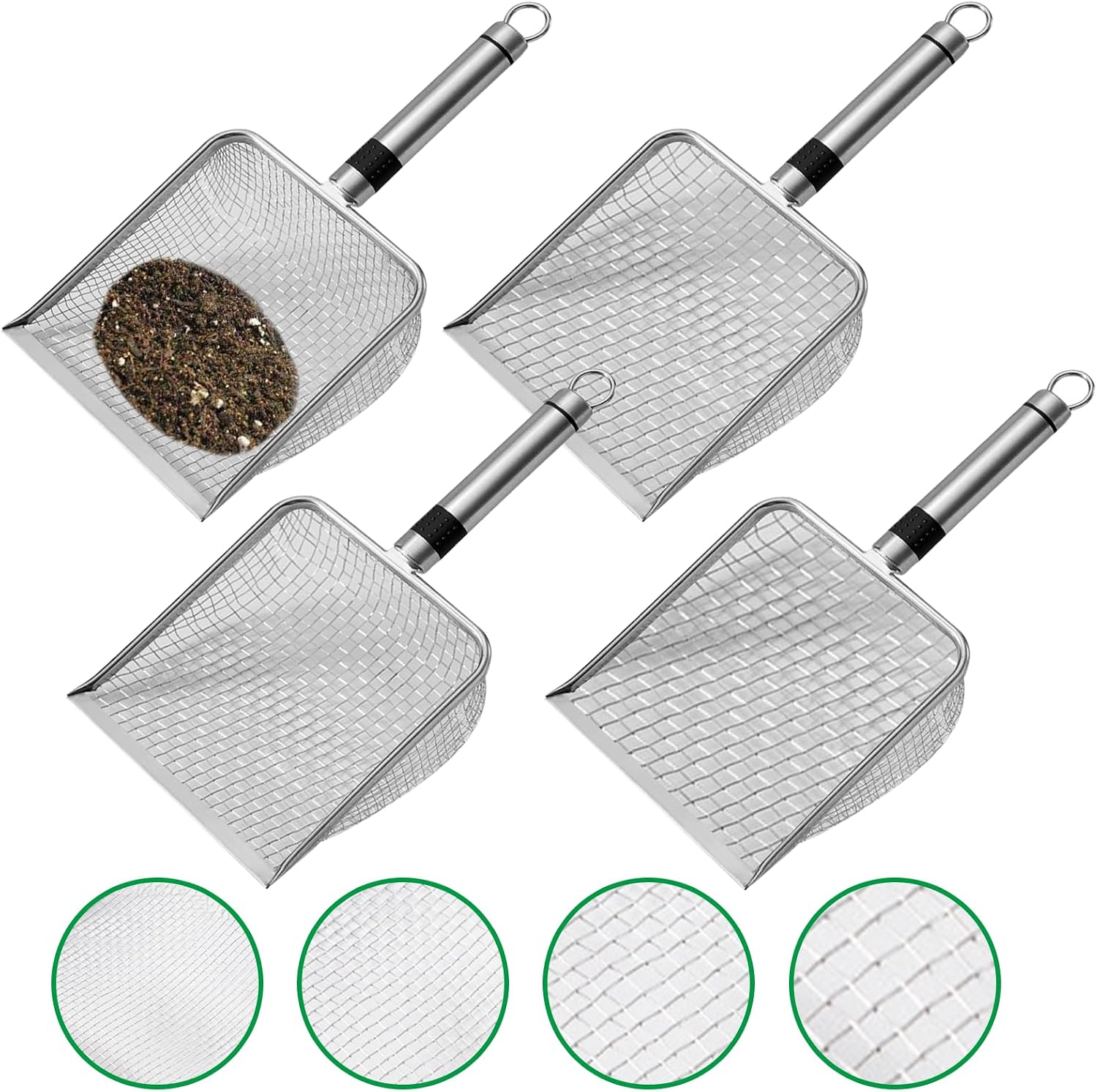 Ein Set Aus 4 Verschiedenen Größen (maschenweite 2/2,8/3,8/5 Mm) Gartenkompostsieben, Gartensandsiebe Aus Edelstahl
