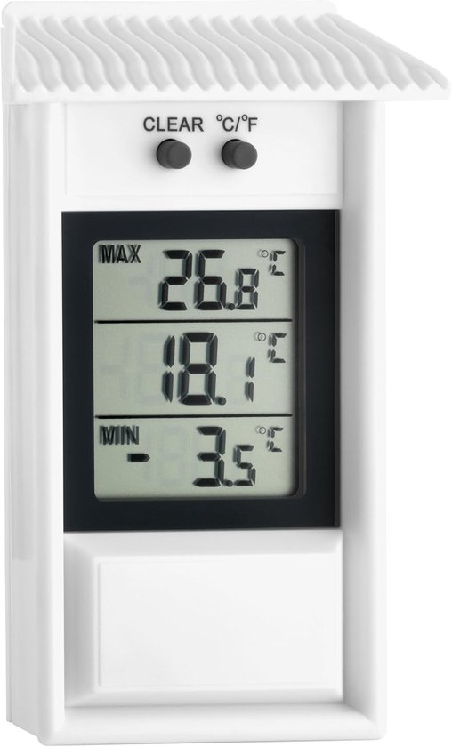 Wasserdichter Und Staubdichter Digitaler Temperatursensor (max./min.) Für Innen- Und Außentemperatur, Weiß