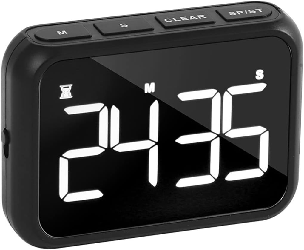 Digitaler Timer, Wiederaufladbarer Led-countdown-wecker Für Küche, Dusche Und Klassenzimmer Mit Ständer, Schwarz (schwarz)