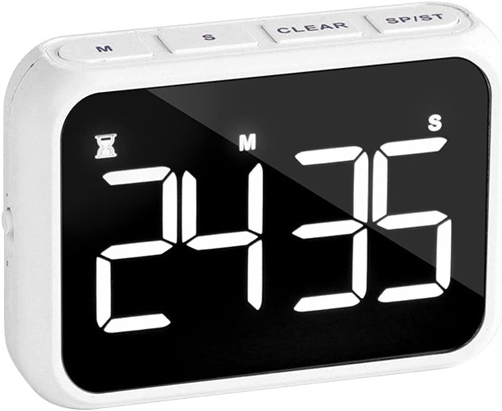 Digitaler Timer, Wiederaufladbarer Led-countdown-wecker Für Küche, Dusche Und Klassenzimmer, Mit Ständer, Schwarz (weiß).