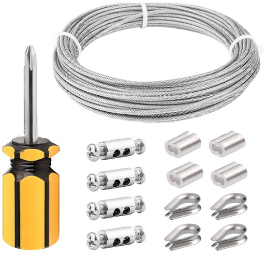 Stahlseil-set, 10 M X 3 Mm Durchmesser, Befestigungsclips, Für Garten Und Terrasse, M4-spannschlösser, Metall-wäscheleine Für Den Außenbereich, Für Zeltleinen, Außenbeleuchtung