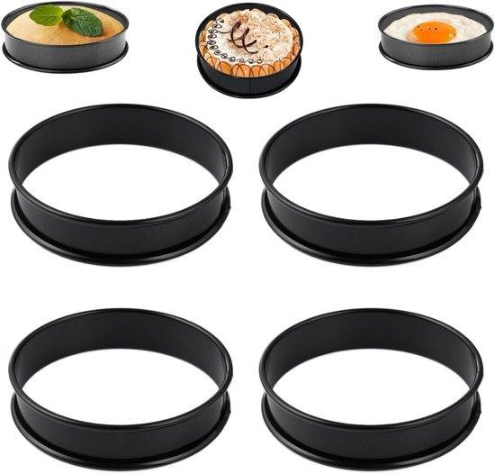 Schwarzer 4-teiliger 10,2 Cm Antihaft-eiermuffinring Aus Edelstahl