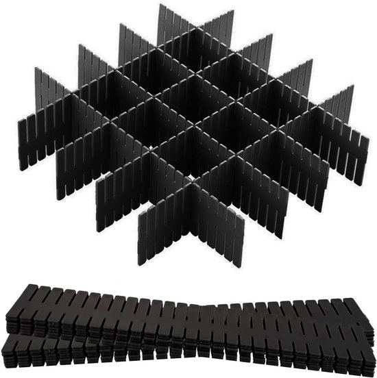 12-teiliges Set Schwarzer, Verstellbarer Schubladeneinteiler Und -organisatoren Aus Kunststoff (37 X 7 Cm)