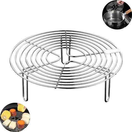 Runder Dampfeinsatz Aus Edelstahl – 18 × 18 × 4 Cm – Geeignet Für Heißluftfritteusen, Backen, Kochen, Dämpfen Und Kühlen Von Speisen