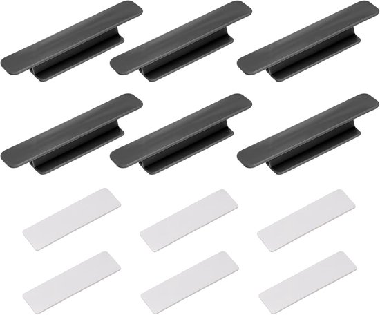 6er-pack Selbstklebende Schiebetürgriffe Aus Kunststoff Für Schränke Und Schubladen (schwarz, 11 X 2,3 X 1,8 Cm)