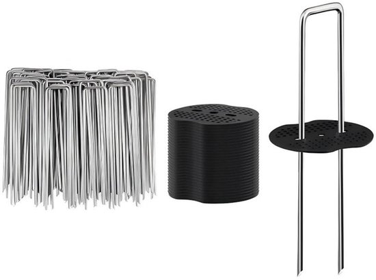 50er-packung Verzinkter Stahl-haltebolzen, 150 Mm X 40 Mm, 3 Mm Durchmesser, Geeignet Für Unkrautvlies, Kunstrasen, Silberfarben