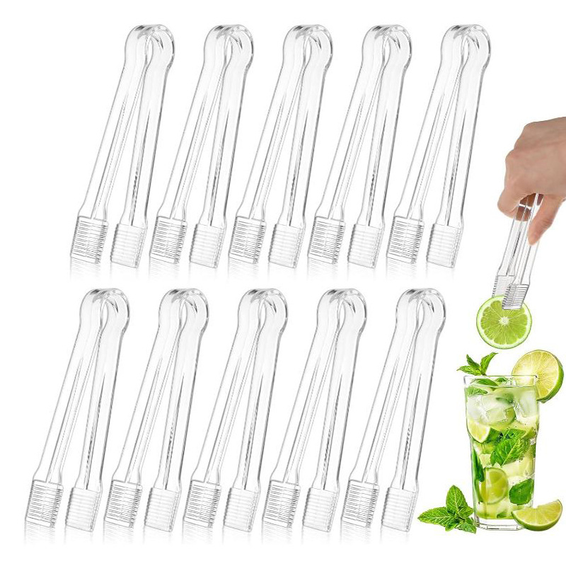 10 Transparente Eiswürfelzangen Aus Kunststoff, Eiswürfelzangen Mit Zähnen, Bar-/grillzangen, Mini-eiswürfelzangen