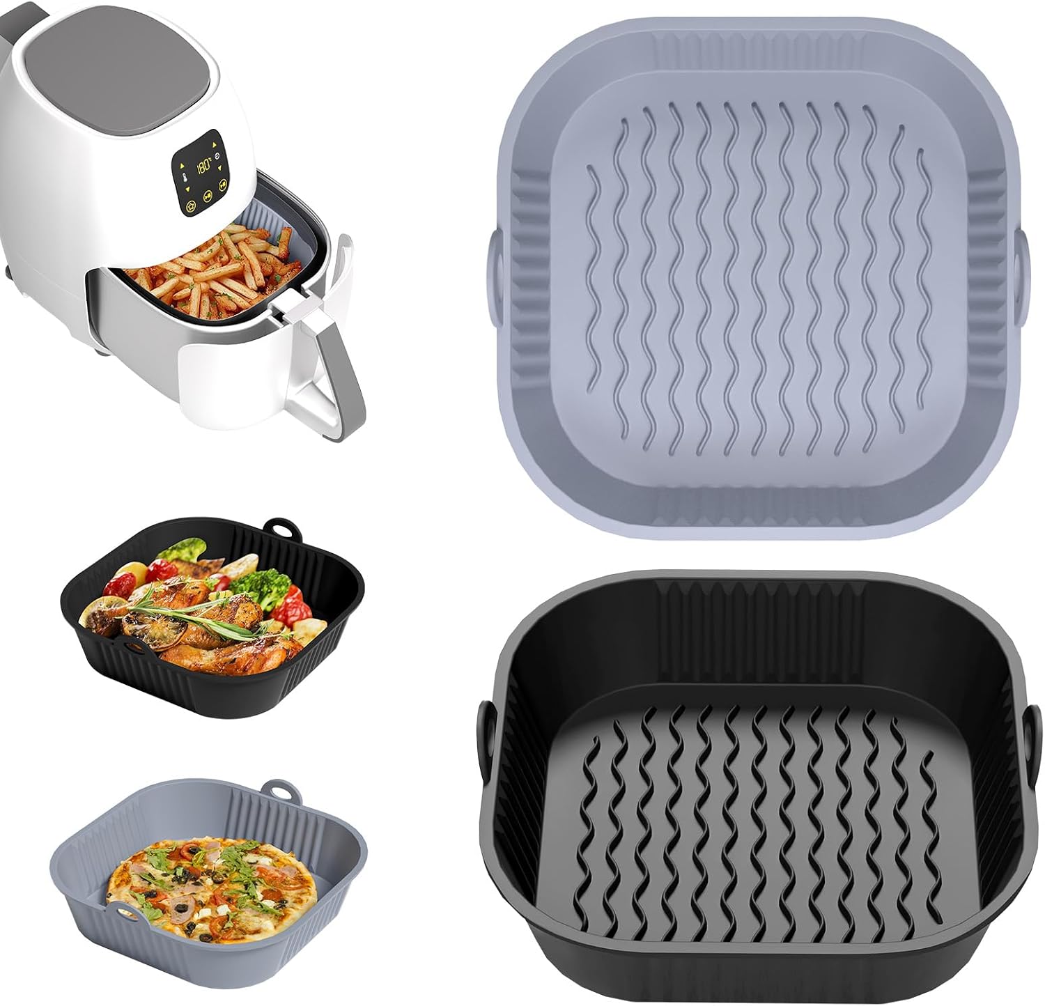 Zubehör Für Heißluftfritteusen: Silikon-backform 5–8 Liter – 2 X 21 Cm Flache Silikon-backformen – Die Heißluftfritteuse – 2 X 21 Cm