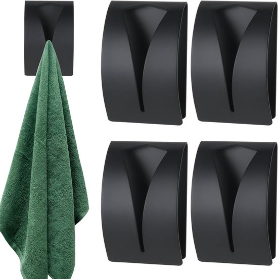 4-teiliges Handtuchhaken-set – Selbstklebende Handtuchhaken – Handtuchclips – Handtuchhalter – Haken – Handtuchhalter Für Bad/küche – Edelstahl – Schwarz