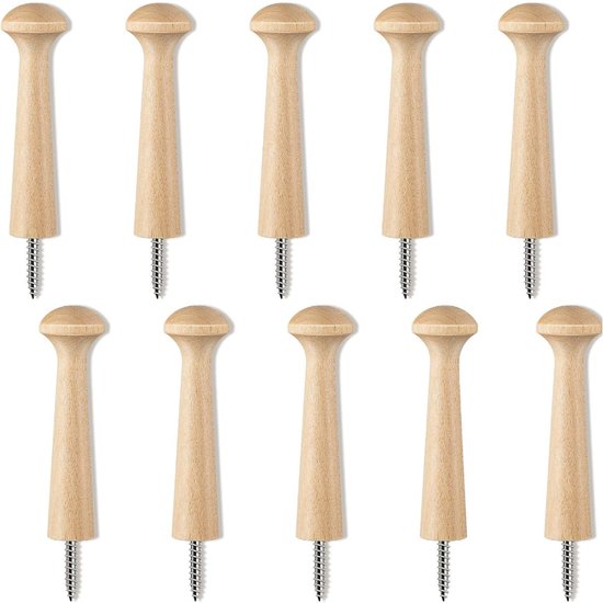 10 Spiralförmige Holzhaken, Hölzernes Schaukelgestell, Dekorative Wandhaken Aus Massivholz Zum Aufhängen Von Kleidung, Hüten Und Handtüchern, 9,5 X 2,2 Cm (holzfarbe)