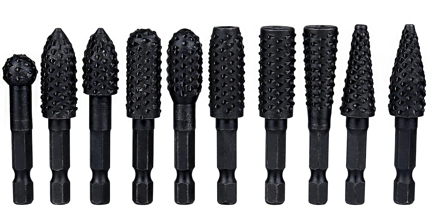 10-teiliges Rotationsfeilenset, Geeignet Für 6,35-mm-schaftfräser, Holzschnitzerei Und Metallpolierarbeiten.