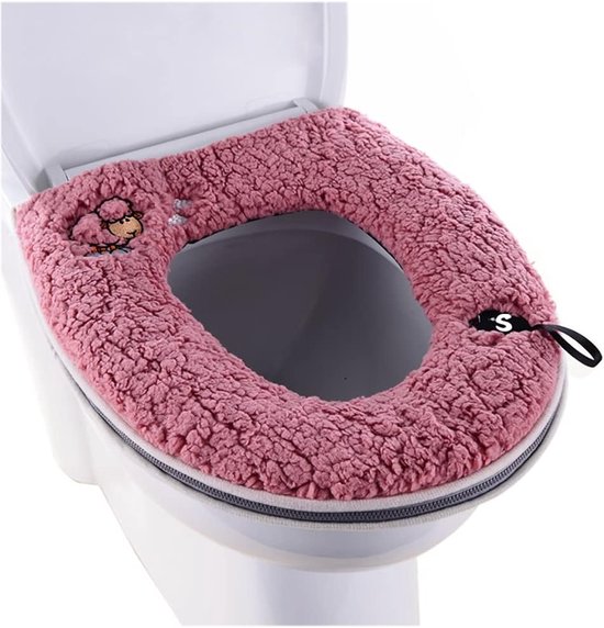 Warmer, Weicher, Waschbarer, Dicker Wc-sitzbezug Mit Griff Und Reißverschluss, Für Familie/hotel