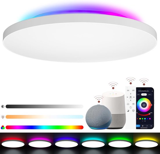 30 Cm Led-deckenleuchte, Led-badezimmerleuchte, Rgb-deckenleuchte, Smart-app- Und Fernbedienungssteuerung, 2,4-ghz-wlan, Kompatibel Mit Alexa, Google Home Und Tuya