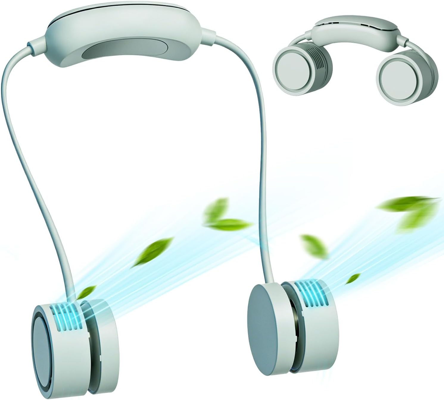 Nackenventilator – Tragbarer, Klingenloser Ventilator – 3 Geschwindigkeitsstufen – Verbessertes Kühlsystem – Usb-aufladbarer 1600-mah-akku – Leise – Ideal Für Reisen Und Camping – Umweltfreundlich – 1