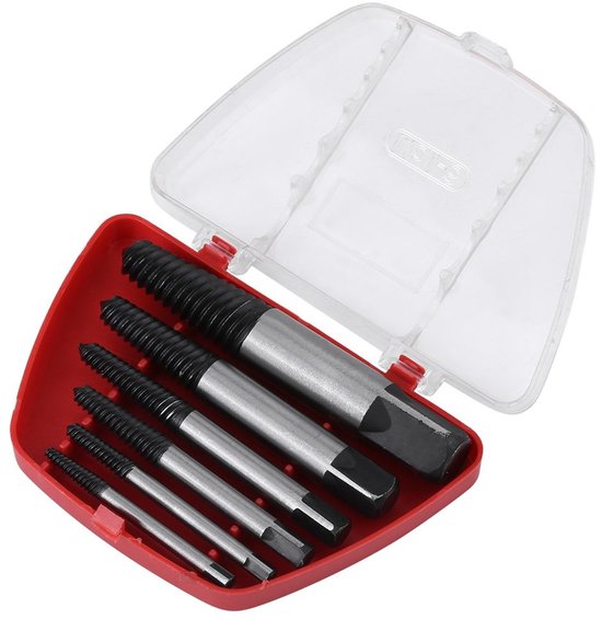 Dailygoods – Schraubenausdreher-set, 6-teilig – Beschädigte Schrauben Entfernen – Werkzeugstahl – Inkl. Stützrahmen – Geeignet Für Schrauben Von 4–25 Mm