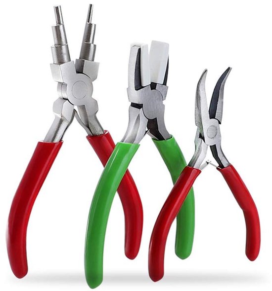 Hochwertiges 3-teiliges Schmuckzangen-set, Backen Aus Kohlenstoffstahl Und Nylon, Gebogene, Spitze Und Schräge Zangen Mit Rutschfesten Griffen Für Diy-bastelarbeiten