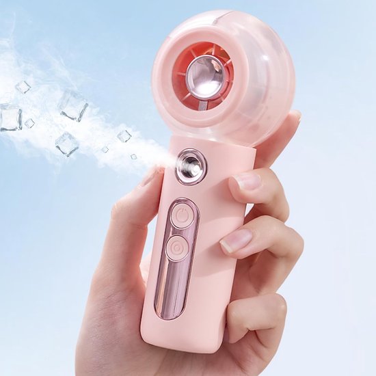 - Wiederaufladbarer, Pinkfarbener Handventilator Mit Wassersprühfunktion, Mini-usb-ventilator, 2000 Mah, 4 Windgeschwindigkeiten, Tragbarer Turbinenventilator Für Den Außenbereich.