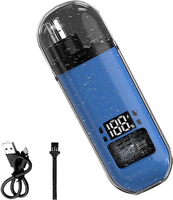 Ohr- Und Nasenhaartrimmer – Haartrimmer – Präzise Haarpflege – Digitalanzeige – Wasserdicht – Blau