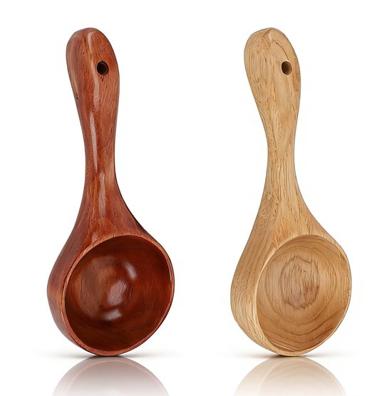 - Suppenlöffel Aus Holz – 2-teiliges Kochlöffelset – Langlebig Und Robust – Große, Tiefe Servierlöffel – Ideal Für Zuhause – Küchenaccessoires