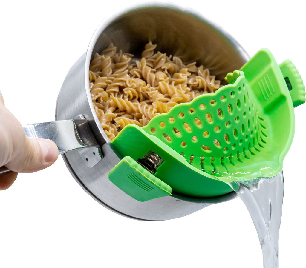 Aufsteckbarer Silikon-topfsieb, Hitzebeständiger Clip-on-nudelabtropfer Für Töpfe, Pfannen Und Schüsseln (grün)