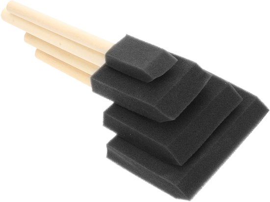 Set Mit 4 Einweg-schwammpinseln, Leichtes Schaumstoffpinsel-set, Holzgriff, Für Acryl, Gel, Beize, Lack, Basteln, Kunst – Schwarz