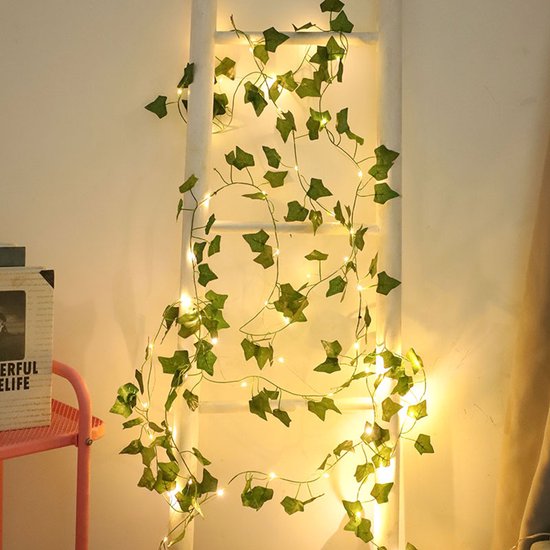 Batteriebetriebene Lichterkette, Ca. 10 M (32 Ft) Mit 100 Leds In Efeu-optik, Inklusive Fernbedienung, Für Zimmer, Wände, Gärten Und Hochzeitsdekoration (warmweiß)