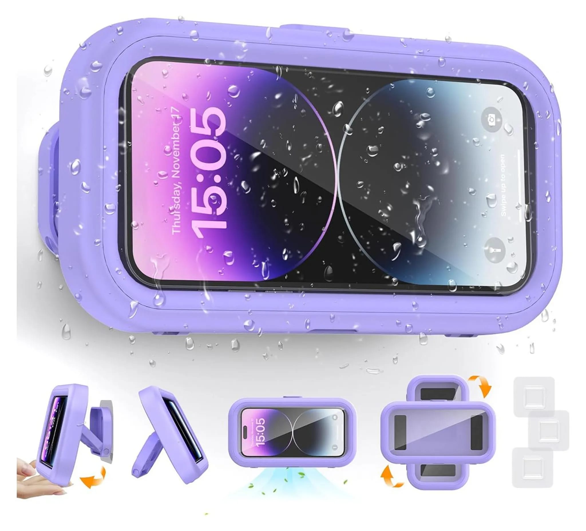 Diese Dusch-handyhalterung Ist Wasserdicht, Um 360° Drehbar, Ausziehbar Und Per Touchscreen Verstellbar Und Eignet Sich Daher Sowohl Für Badezimmer Als Auch Für Küchen.