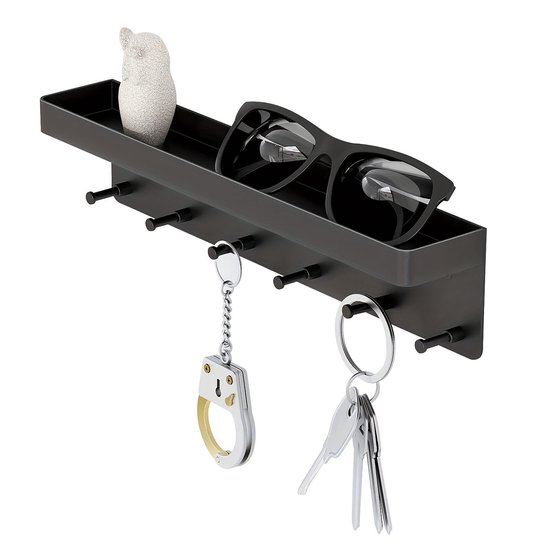 Schlüsselhalter – Selbstklebend – Schlüsselorganizer – Schlüsselschrank – Schlüsselablage – Modernes Design – Schlüsselschild – Schwarz