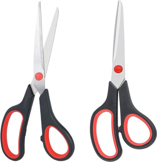 Edelstahl-scherenset, 2 Scheren, 21 Cm, Extra Scharfe Klingen, Komfortable Griffe, Langlebig, Geeignet Für Büro, Schule Und Bastelarbeiten