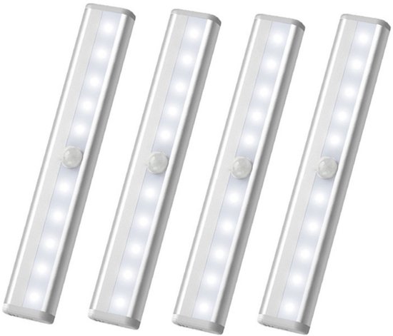 Batteriebetriebene Led-bewegungsmelderleuchten – 4er-pack Kabellos – Led-streifen – Für Treppen/schränke/küchen