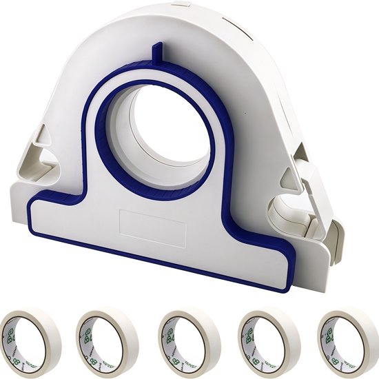 6-teiliges Set Mit Applikator Für Abdeckband Und 5 Rollen 25 Mm Breitem, Weißem Klebeband – Tragbarer Halter