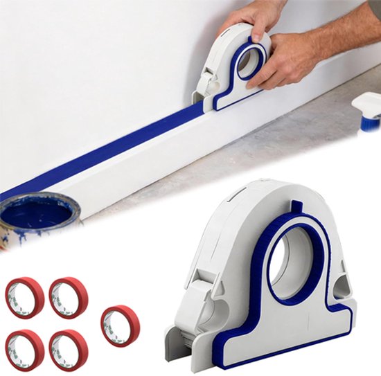 6-teiliges Set Mit Abklebebandapplikator Und 5 Rollen Rotem 25-mm-klebeband – Tragbarer Halter