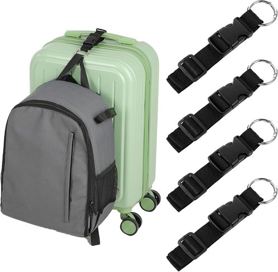 4er-pack Schwarze Nylon-schnellverschlussgurte Für Gepäck Und Rucksäcke