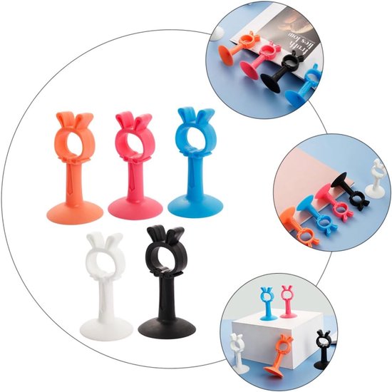 5 Silikon-türstopper, Starke Saugnäpfe, Geeignet Für Schiebetüren, Kein Bohren Erforderlich, Haustierfreundlich, Orange.