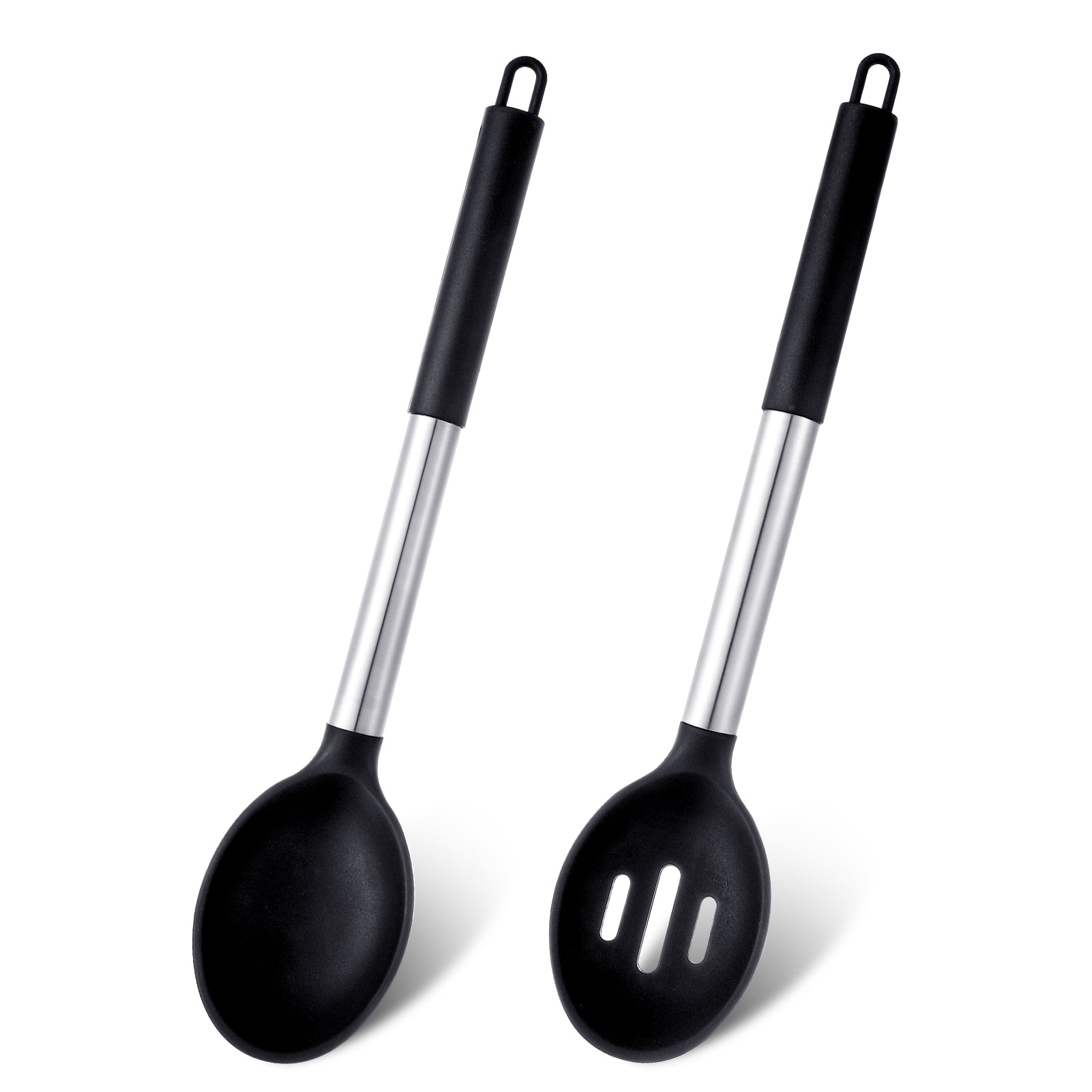 2-teiliges Silikon-kochlöffel-set, Große Servierlöffel, Antihaftbeschichtet, Hitzebeständig, Lebensmittelecht, Geeignet Zum Backen Und Abtropfen In Der Küche