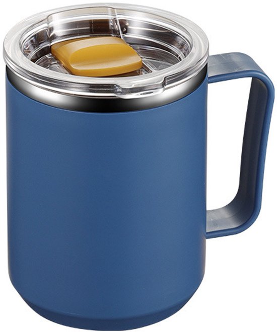 Thermobecher, Reisebecher Für Kaffee Und Tee, Edelstahl, Auslaufsicherer Becher Mit Deckel Und Tee-einsatz, Für Milch Und Heißgetränke, 450 Ml, Blau