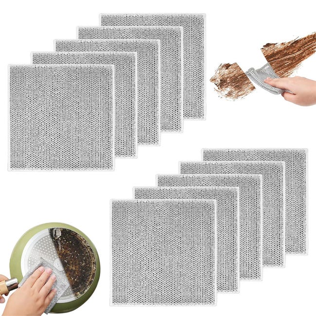 10er-pack Stahlwolle 20 X 20 Cm - Metallfaser-reinigungstuch - Wiederverwendbar - Mehrzweck (doppellagig)