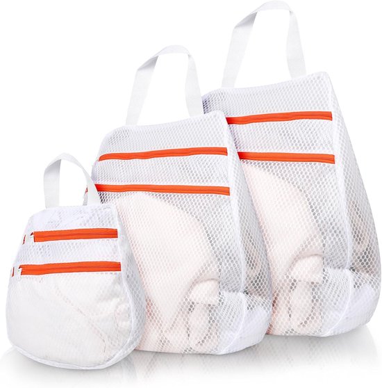 3er-pack Wäschebeutel Mit Doppelreißverschluss Und Tragegriffen, 30/40/50 Cm, Weiß