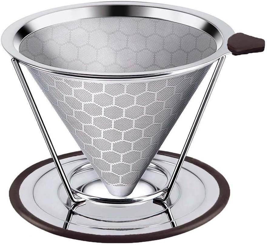 Kaffeefilter - Doppellagiger Kaffeefilter Aus Edelstahl 304, Geeignet Für Handgemahlenen Kaffee, Brüht 1-6 Tassen Auf Einmal, Ideal Für Den Heimgebrauch.
