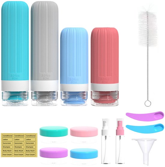 Reiseflasche Aus Silikon, Aufbewahrungsbehälter Für Shampoo Und Duschgel, Tragbare Reiseflasche, 60 Ml + 90 Ml.