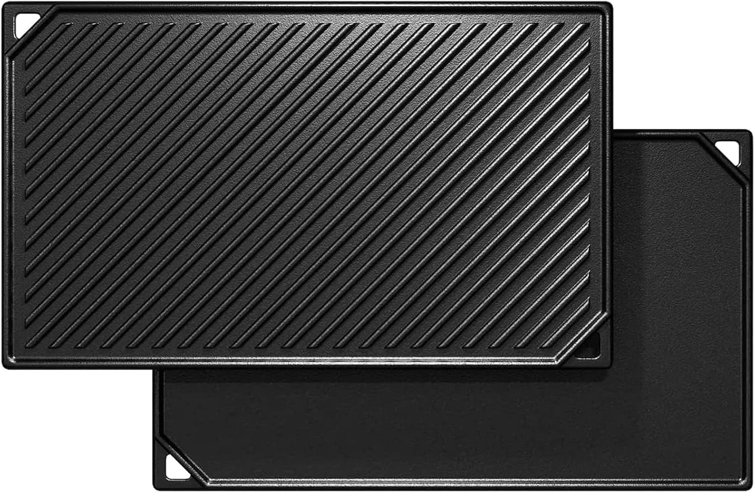 Gusseiserne Bratpfanne – 41,8 X 24 Cm – Geeignet Für Backofen, Herd, Grill Und Holzkohlegrill – 2-in-1-doppelpfanne – 1 Stück