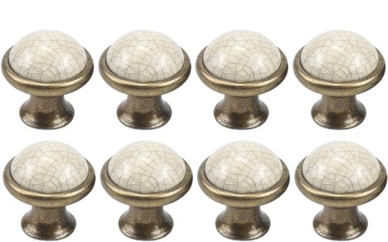 8er-pack Runde Schrankknöpfe Aus Keramik Und Zinklegierung Für Schubladen Und Möbel (weiß/gelb, 37 Mm)