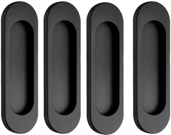Selbstklebende Türgriffe, 4-teiliges Set, Ovale, Flache Schiebegriffe Aus Aluminiumlegierung, Für Schiebetüren, Fenster Und Schränke, 100 Mm