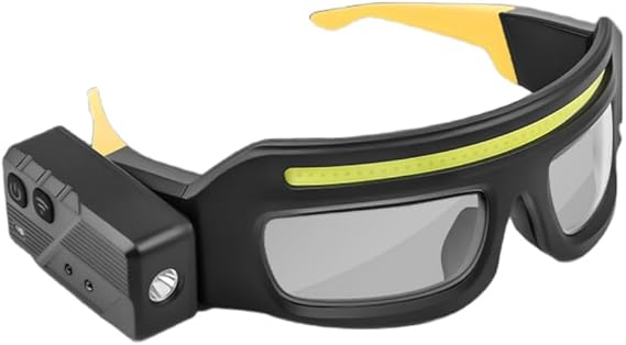 Led-schutzbrille Mit Zwei Leuchten, Wasserdicht Nach Ipx4, Usb-typ-c-ladeanschluss, Stirnlampe Mit Bewegungssensor