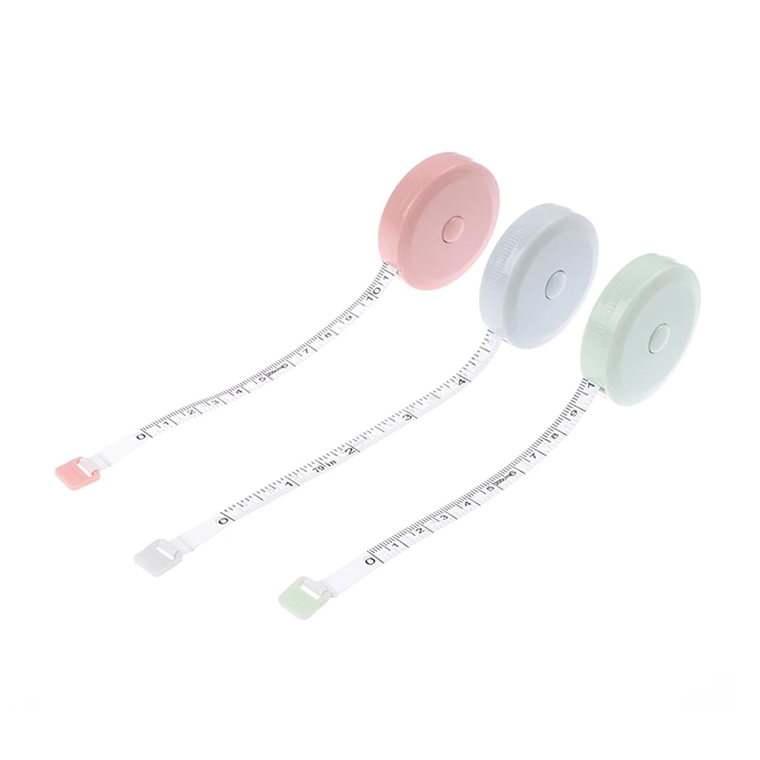 1,5 M Nähmaßband-set (3er-pack), Weiches, Automatisch Ausziehbares Mini-maßband Mit Doppelskala (nordisch Blau, Grün, Pink).
