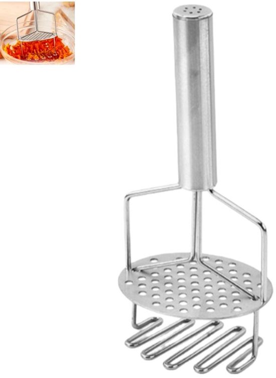 Kartoffelpüree-zubereiter Mit Doppelfunktion – Runder Zubereiter – Für Kartoffel- Und Karottenpüree – Silber – 24 X 10,5 X 8,5 Cm