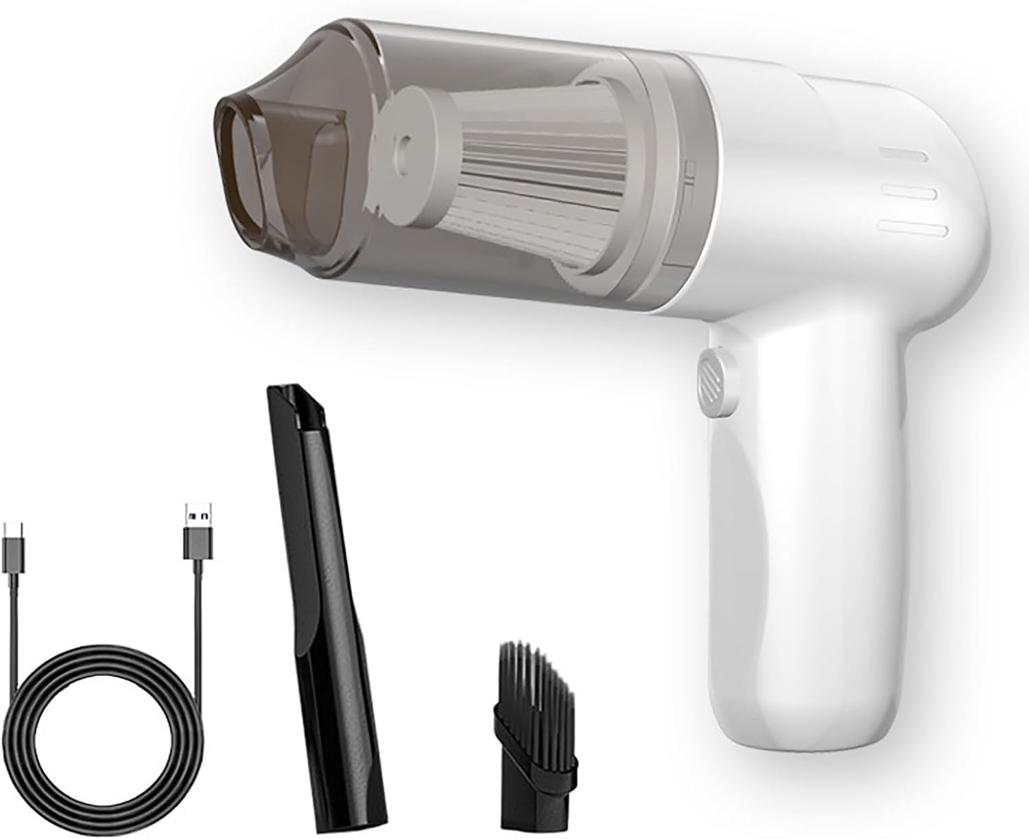 Kabelloser Handstaubsauger Mit Starker Saugkraft, Ideal Für Tierhaare Und Autoreinigung, Wiederaufladbar, Leicht, Mit Fugendüse, Weiß