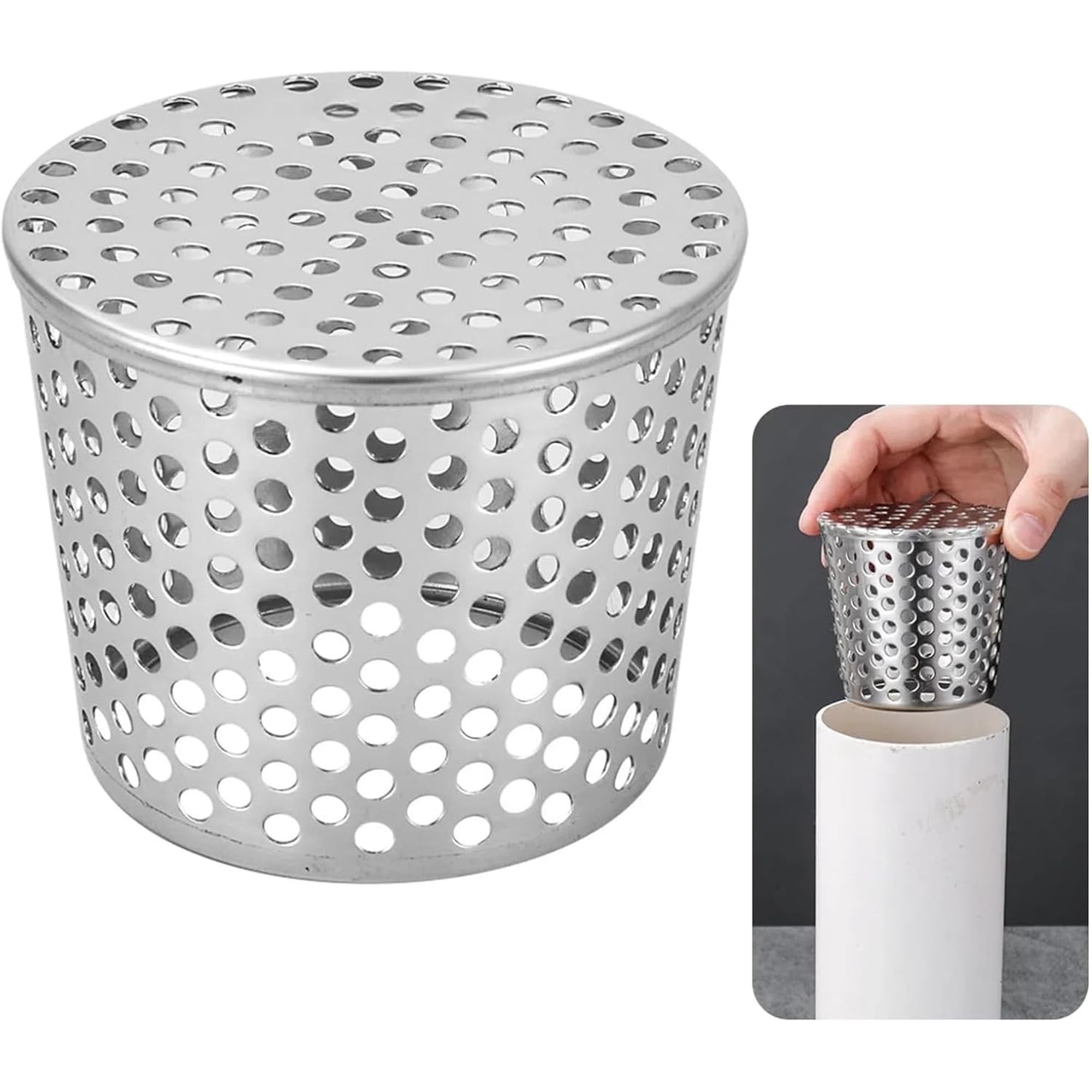 4-zoll-ablaufabdeckung Aus Edelstahl 304 Mit Nagetiersicherem Gitter, Geschikt Für Pvc-rohr, Dachablauffilter, Filter Für Seitlichen Abfluss Auf Terrasse/keller.
