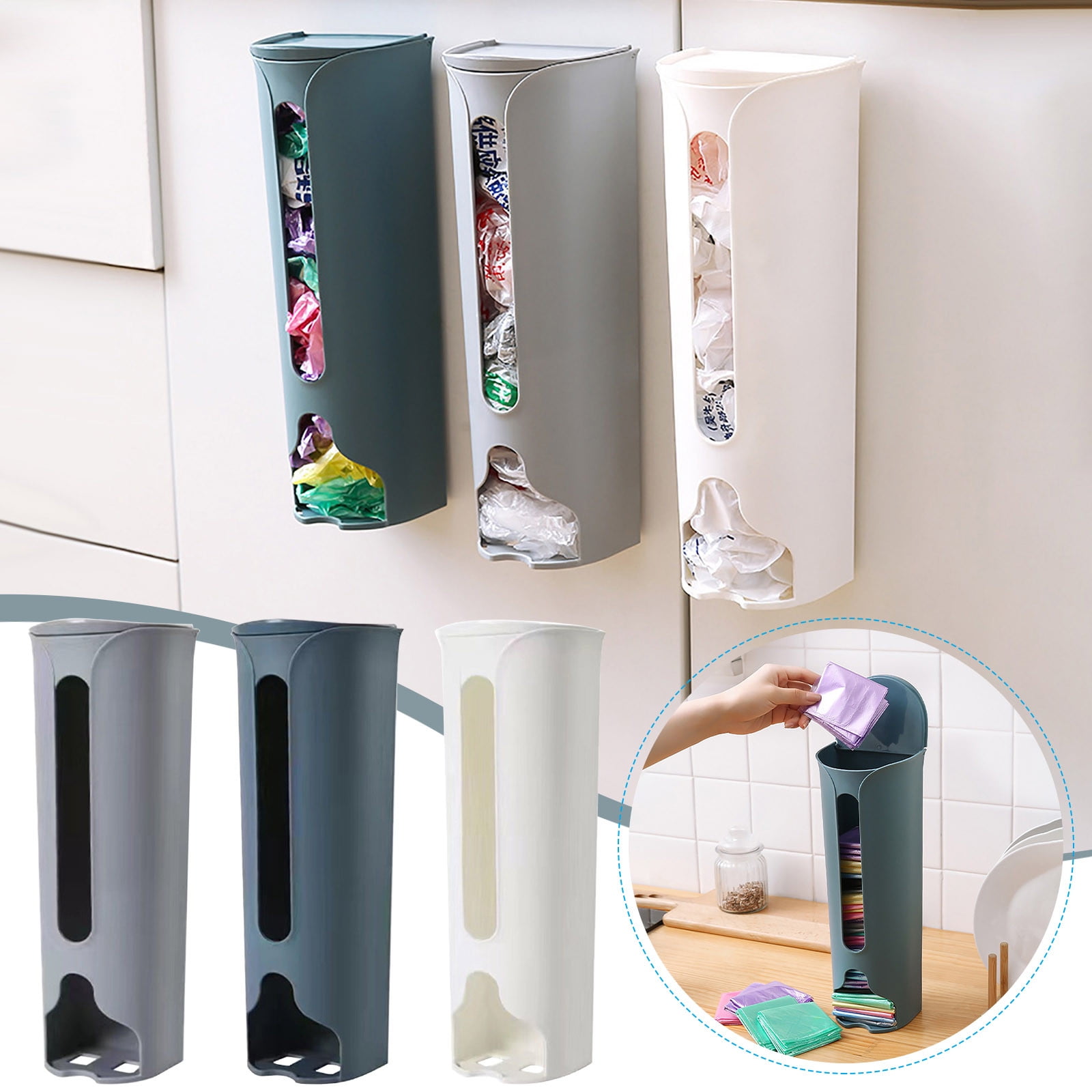 3-teiliges, Wandmontiertes Aufbewahrungssystem Für Plastiktüten, Aufbewahrungssystem Für Müllbeutelrollen, Unterbausystem Für Die Küchenspüle, Hängeregal Für Einkaufstüten An Schranktüren.